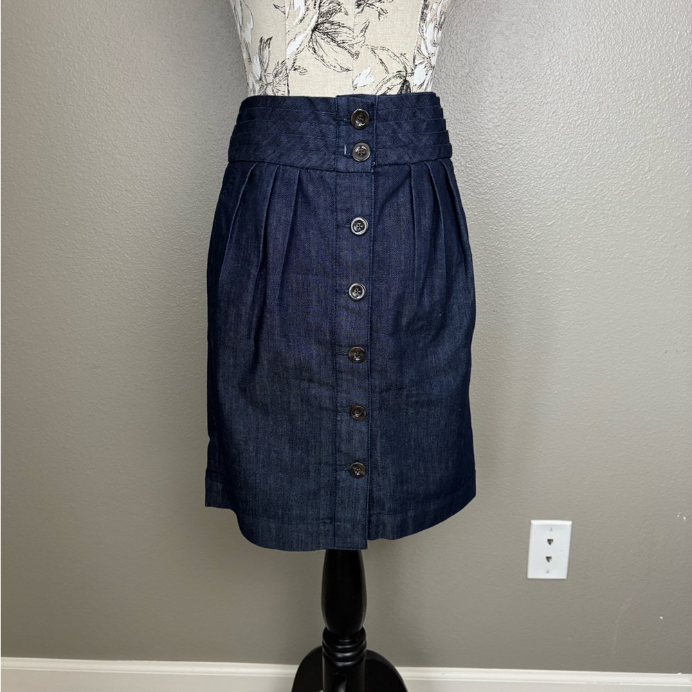 Anthropologie Denim Button-Front Skirt